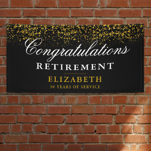 Pensioen Party Gold Glitter Black Banner