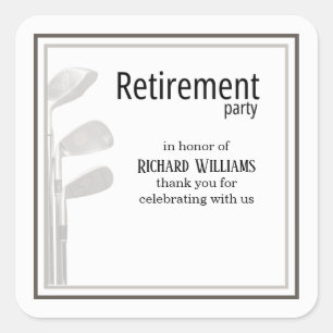 Pensioen Party Golf Modern Corporate Zwart Wit Vierkante Sticker