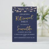 Pensioen Party Marine Blauw Modern Kaart (Staand voorkant)