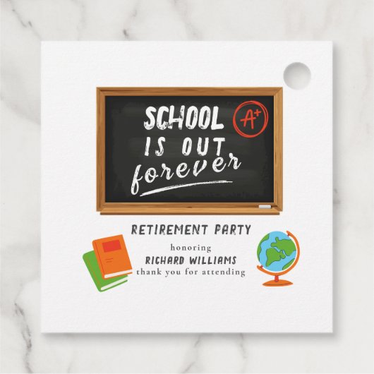 Pensioen Party School Leraar Blackboard Bedankjes Labels (Achterkant)