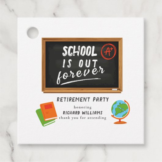 Pensioen Party School Leraar Blackboard Bedankjes Labels (Voorkant)