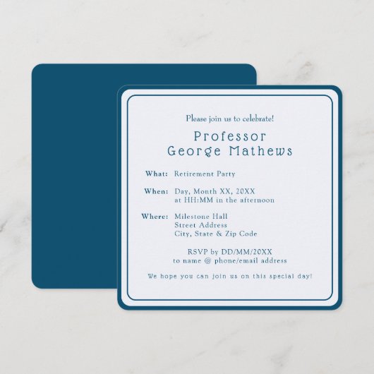 Pensioen Party Uitnodiging Professioneel Elegant (Voorkant / Achterkant)