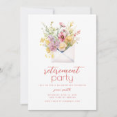 Pensioen Party Uitnodiging Sjabloon met Bloemen (Voorkant)