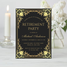 Pensioen Party Zwart Elegant Faux Gold 