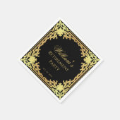 Pensioen Party Zwart Goud Elegant Script  Servet (Hoek)