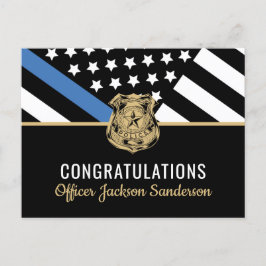 Pensioen Politie Blauwe Lijn Vlag Wetshandhaving Uitnodiging Briefkaart