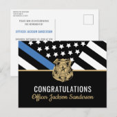 Pensioen Politie Blauwe Lijn Wetshandhaving Uitnodiging Briefkaart (Voorkant / Achterkant)