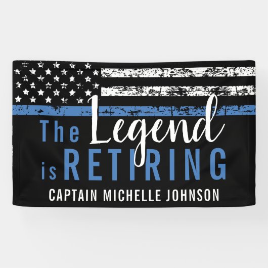 Pensioen Politie Dunne Blauwe Lijn Amerikaanse Vla Spandoek (Horizontaal)