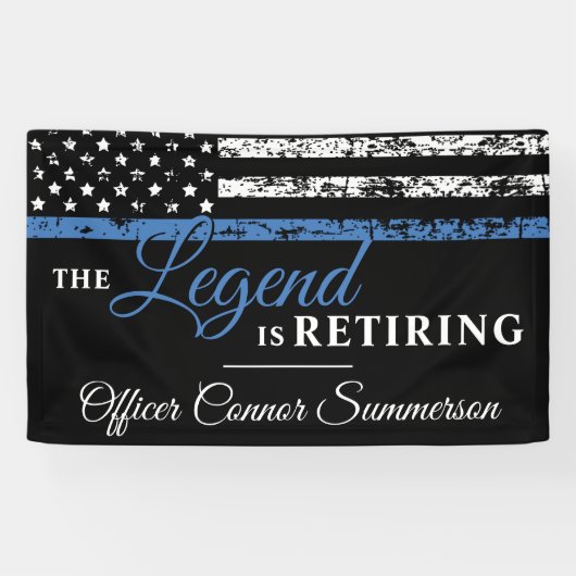 Pensioen Politie Dunne Blauwe Lijn Amerikaanse Vla Spandoek (Horizontaal)