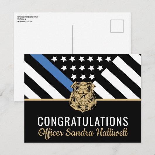 Pensioen Politieagent Handhaving Orde Briefkaart (Voorkant / Achterkant)