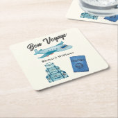 Pensioen Reis Avontuur Bon Voyage Plane Kartonnen Onderzetters (Schuin)