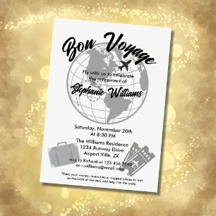 Pensioen Reis Thema Feest Bon Voyage Wereldbol Kaart