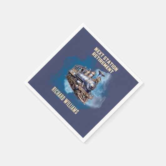 pensioen reizen thema trein volgende station feest servet (Hoek)