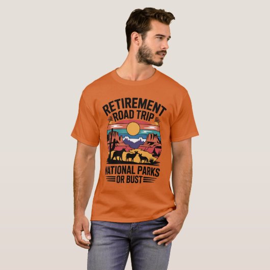Pensioen Road Trip National Parks Adventure T-shirt (Voorkant volledig)