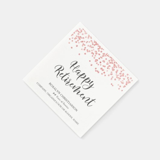 Pensioen Roos Goud Glitter Confetti Script Servet (Hoek)