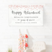 Pensioen Roos Goud Glitter Confetti Script Spandoek (Insitu)