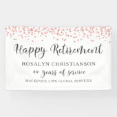 Pensioen Roos Goud Glitter Confetti Script Spandoek (Horizontaal)