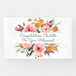 Pensioen Roze Blush Bloemen Spandoek