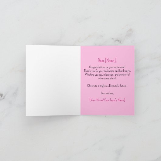 Pensioen roze flamingo Aangepaste tekst Groet Kaart (Binnen)