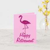 Pensioen roze flamingo Aangepaste tekst Groet Kaart (Gele Bloem)