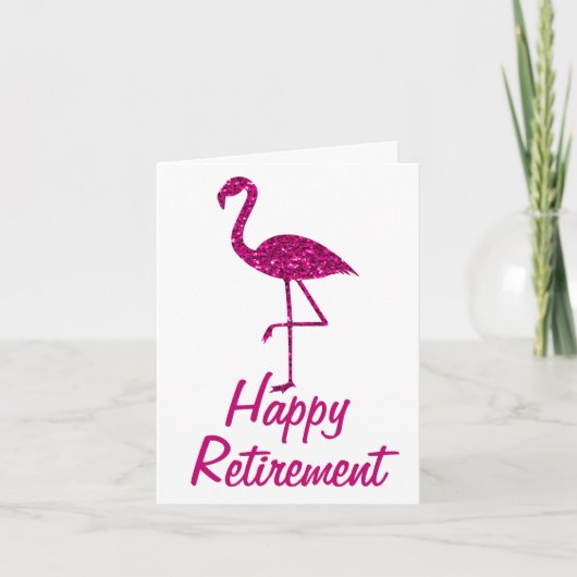 Pensioen roze flamingo Aangepaste tekst Groet Kaart (Voorkant)