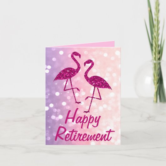 Pensioen roze flamingo Aangepaste tekst Groet Kaart (Voorkant)