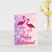 Pensioen roze flamingo Aangepaste tekst Groet Kaart (Gele Bloem)