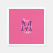 Pensioen Roze Witte Paarse Naam Monogram Servet (Voorkant)