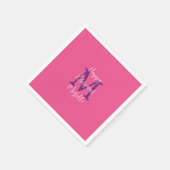 Pensioen Roze Witte Paarse Naam Monogram Servet (Hoek)