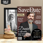 Pensioen Save the Date Modern Magazine Uitnodigen Feestdagenkaart