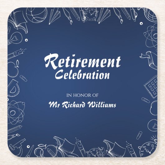 Pensioen school leraar partij viering kartonnen onderzetters (Voorkant)