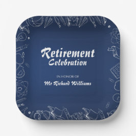 Pensioen school leraar partij viering papieren bordje