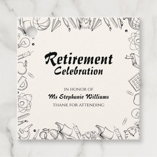 Pensioen School leraar Viering Party Bedankjes Labels (Voorkant)