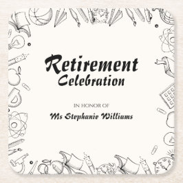 Pensioen School leraar Viering Party Kartonnen Onderzetters