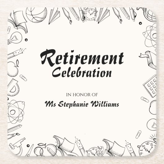 Pensioen School leraar Viering Party Kartonnen Onderzetters (Voorkant)