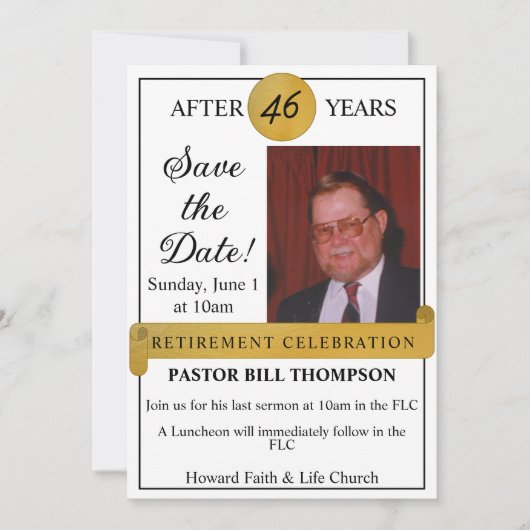 Pensioen Sla de datum foto uitnodiging op (Voorkant)