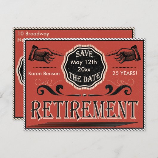  pensioen Sla de datum op Aankondigingskaart (Voorkant / Achterkant)