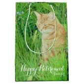 Pensioen-slapende gemberkat in een weide medium cadeauzakje (Voorkant)