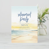 Pensioen Strand Thema Uitnodiging Sjabloon (Staand voorkant)