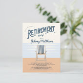 Pensioen strandstoel briefkaart uitnodiging (Staand voorkant)