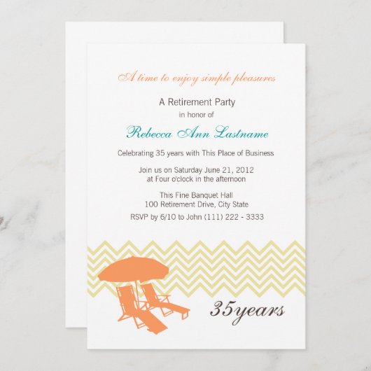 Pensioen strandstoelen en paraplu kaart (Voorkant / Achterkant)