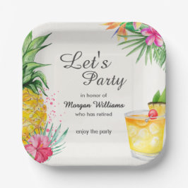 Pensioen Tropische Zomer Cocktail Party Papieren Bordje