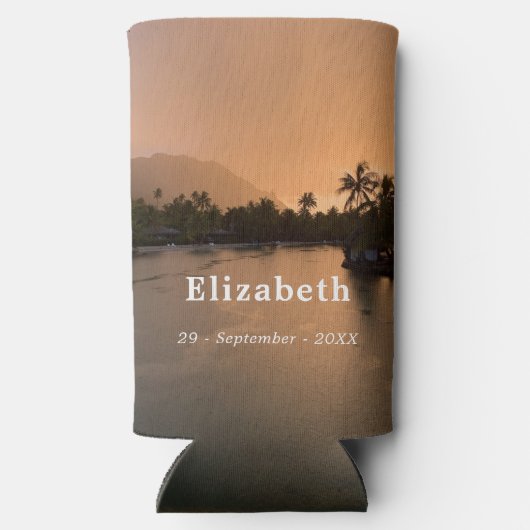 Pensioen Tropische Zonsondergang Momento Modern Seltzer Blikjeskoeler (Achterkant)