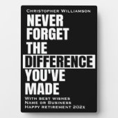 Pensioen Typografisch Nooit Vergeten Citaat Fotoplaat (voorkant)