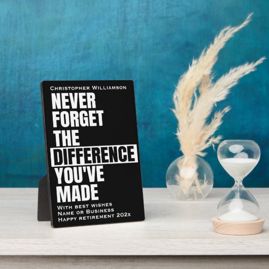 Pensioen Typografisch Nooit Vergeten Citaat Fotoplaat (Zijkant)