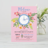 Pensioen Uit De Klok Dames Bloemrijke Feestelijke  Kaart (Staand voorkant)