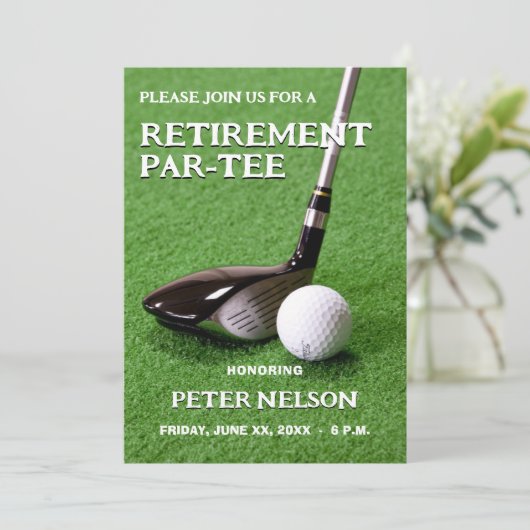 Pensioen Uitnodiging Golfliefhebbers (Staand voorkant)