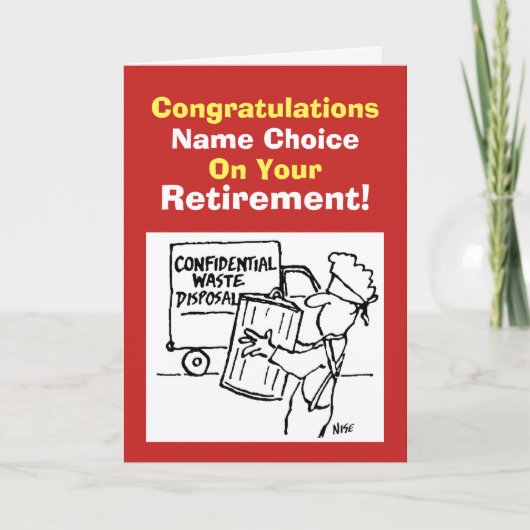 Pensioen van afvalverwijderingsmedewerker kaart (Voorkant)