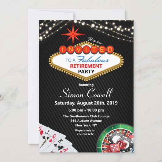 Pensioen Vegas Casino Uitnodiging (Voorkant)