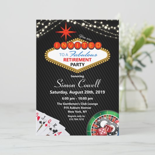 Pensioen Vegas Casino Uitnodiging (Staand voorkant)